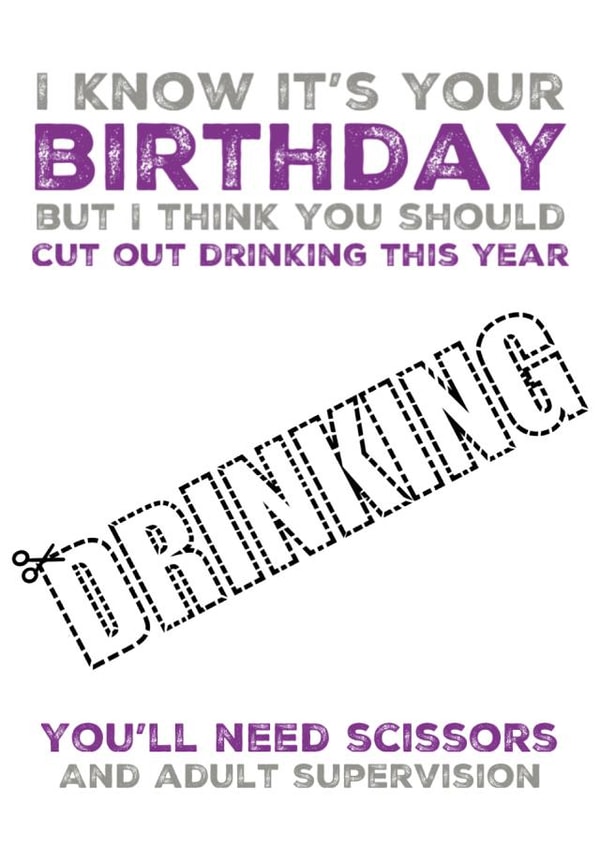 Cut out drinking birthday card created by picsandsquiggles