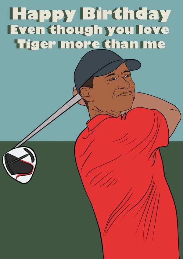 Tiger Woods Fan Birthday Card created by Drawgina