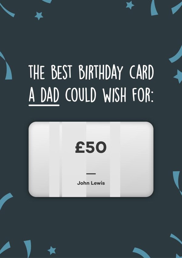 John Lewis gift card for dad created by Rishi
