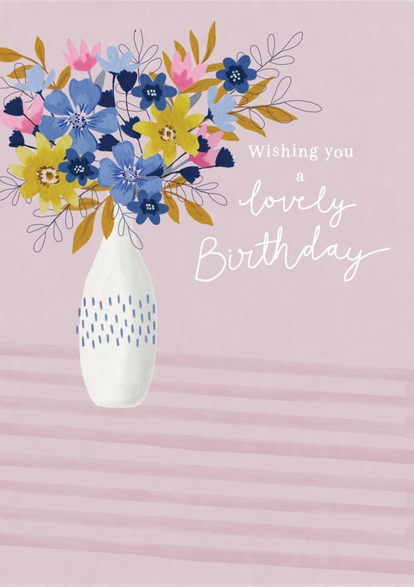 Floral vase Birthday card created by Sarah Hustwaite Illustration