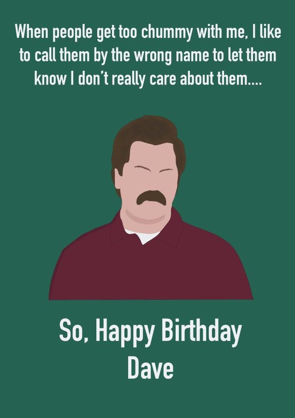 Happy Birthday Ron Swanson card created by StuArt