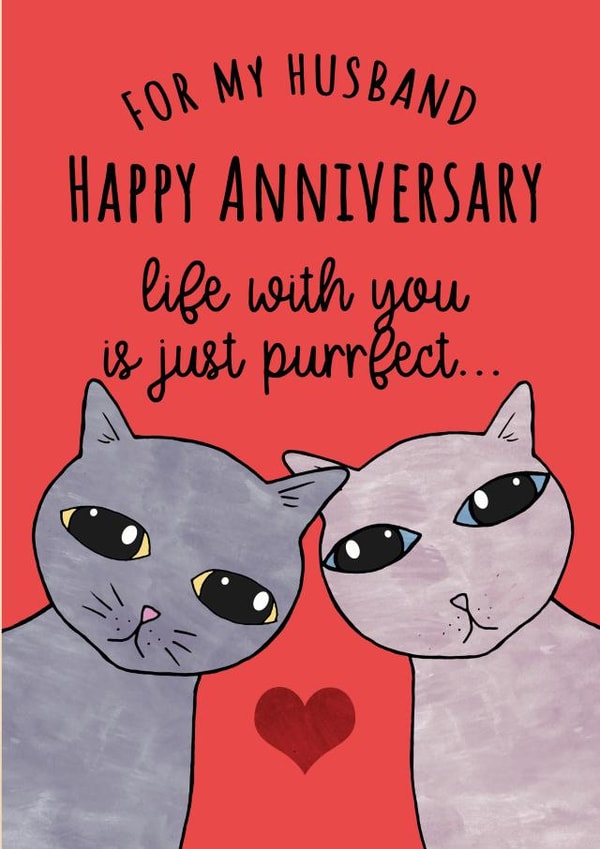 Cat Couple Husband Anniversary Card created by Kitty Cats Joy
