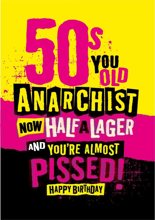 Funny 50th punk birthday card created by The Typecast Gallery