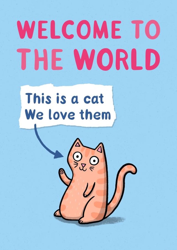 Welcome to the World cat New Baby card created by Drawn to Cats