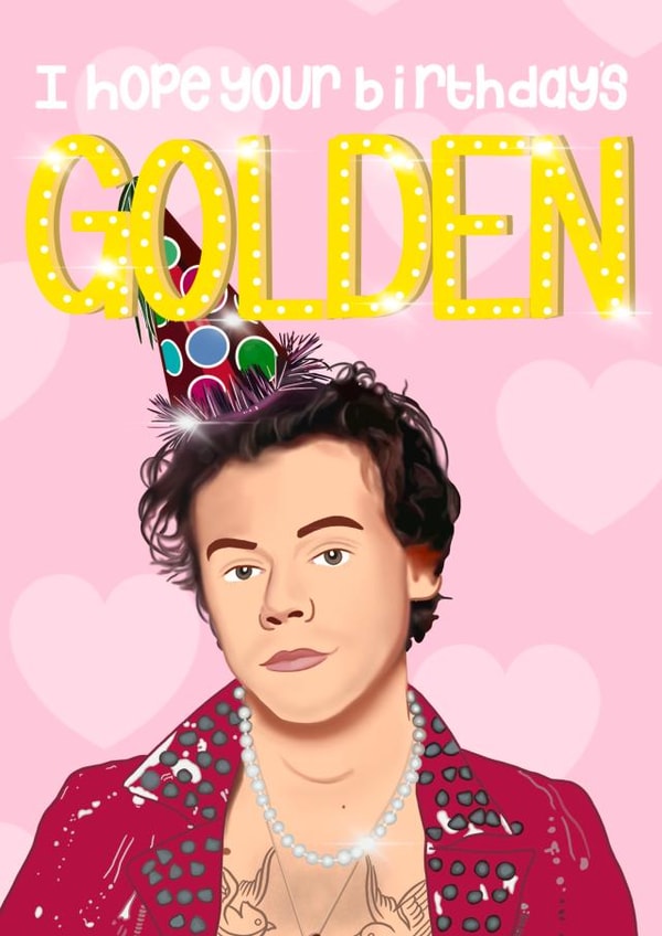 Fun Birthday Card - Harry Styles - Golden created by Leah Adams