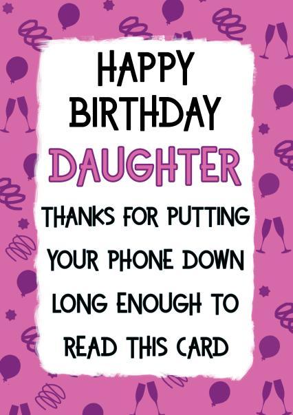 Funny phone daughter birthday card card