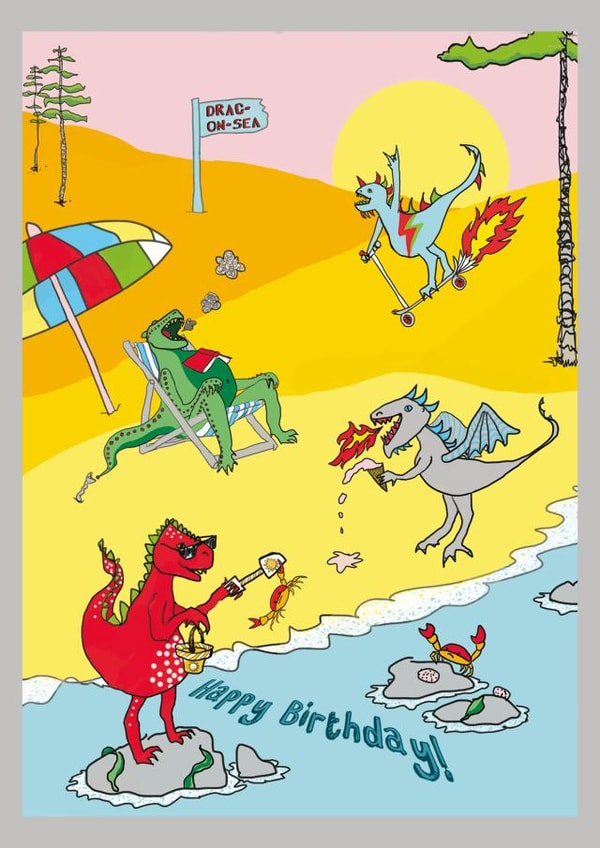 Dragons By The Sea Birthday Card for Children created by @ChildstarSamantha