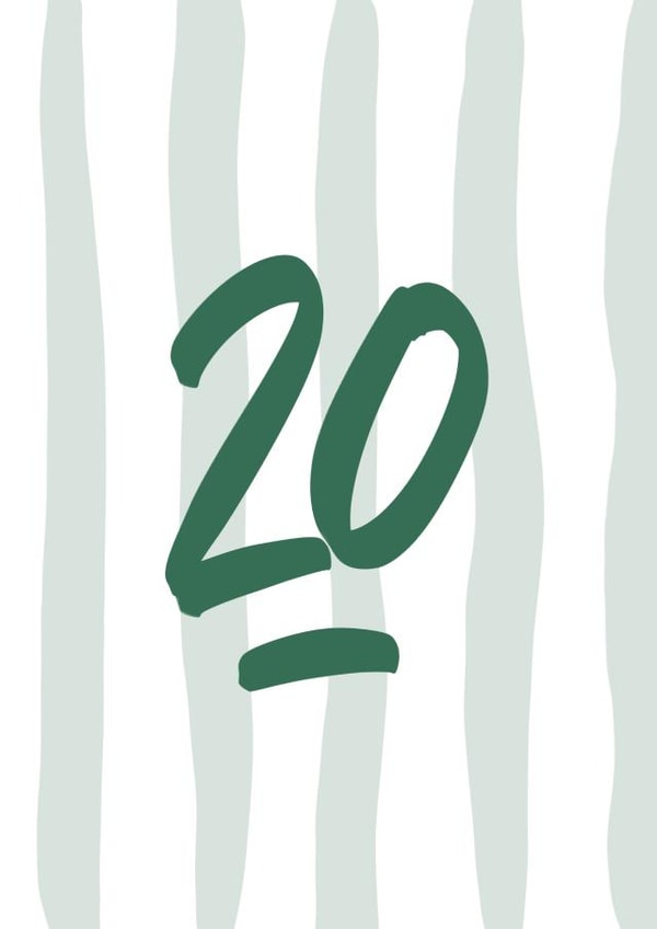 20th bithday hand lettered created by lowkey print studio