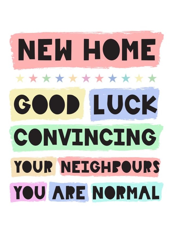 Funny New Home Good Luck Card created by JJ & Roo