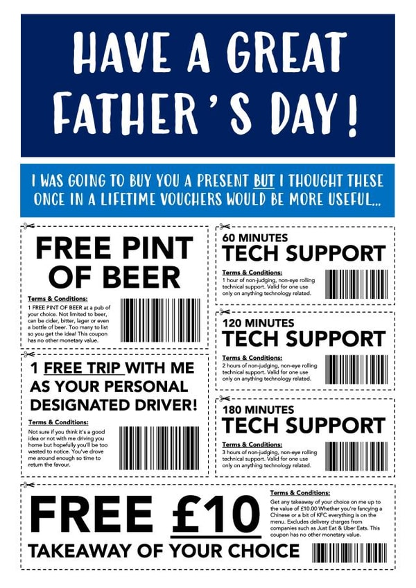 Card Of Vouchers Father's Day Card created by John Fox