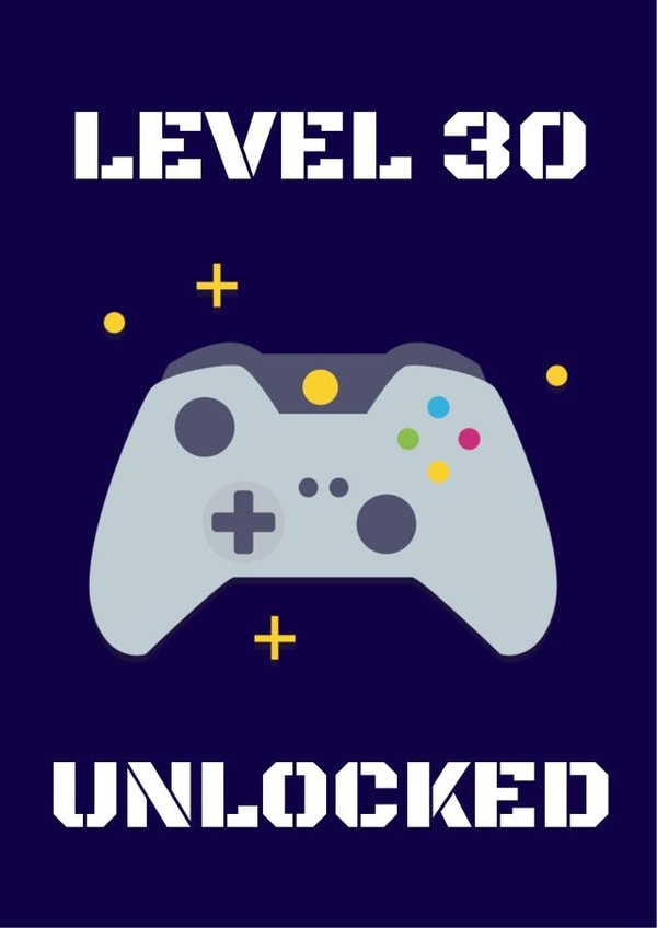 Gaming 30th birthday card created by Evezee