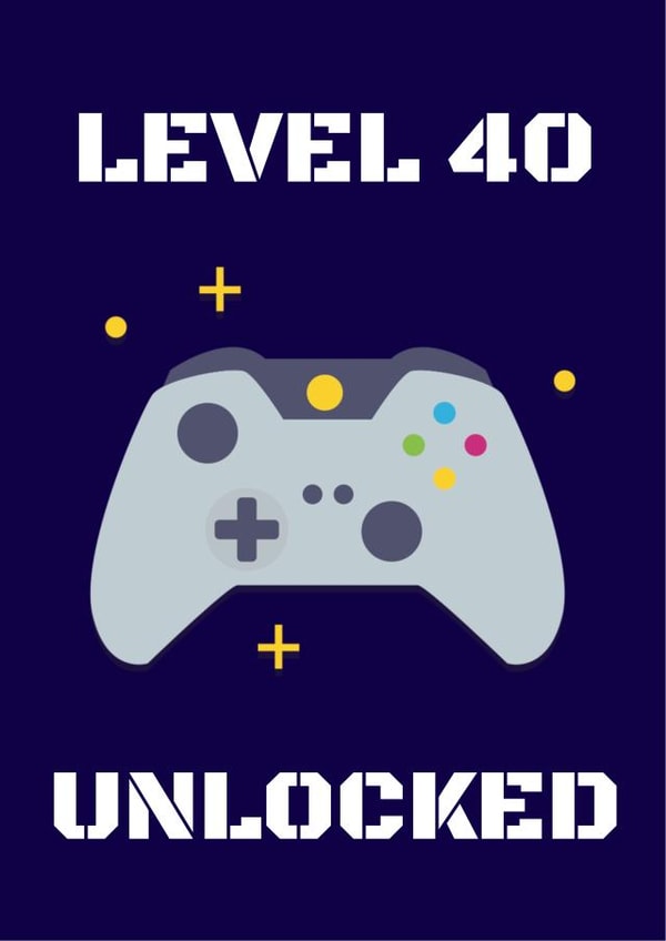 Gaming 40th birthday card created by Evezee