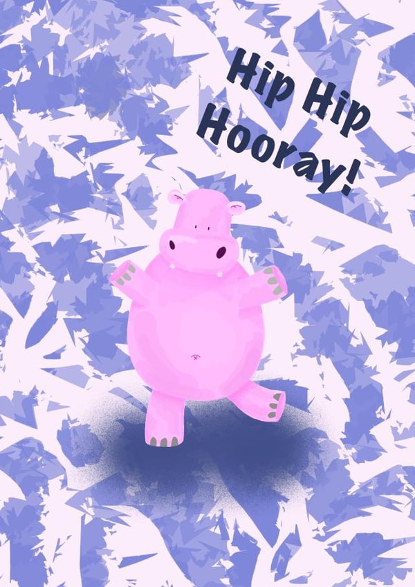 Celebratory Hippo Card created by Aphra Art