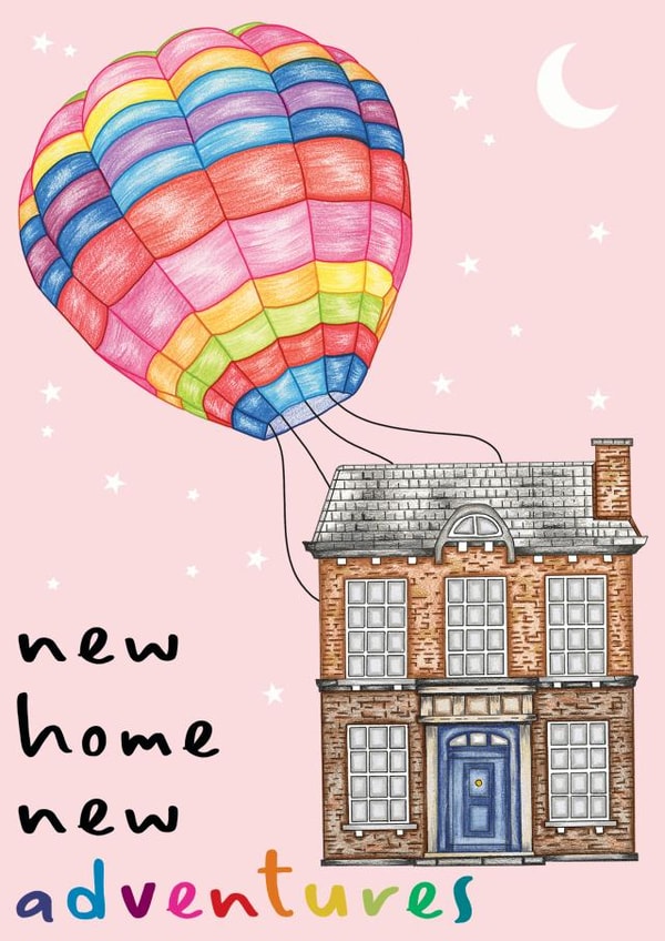 Pretty Hot Air Balloon New Home Card - House - Hot Air Balloon - New Home New Adventures created by Amy Florence Design