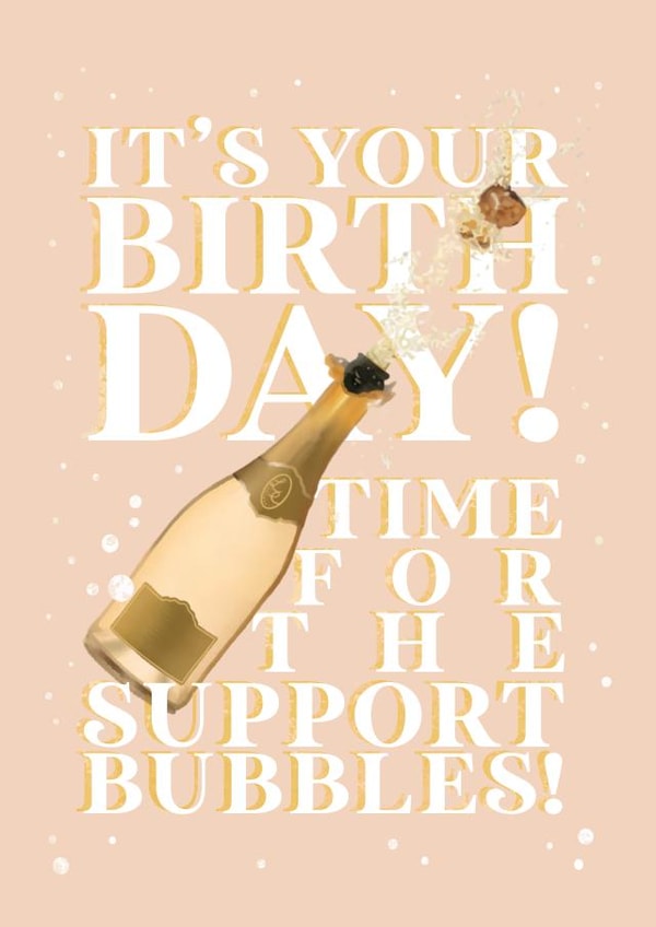 Lockdown Prosecco Support Bubble Birthday Card created by Little Eden Studio
