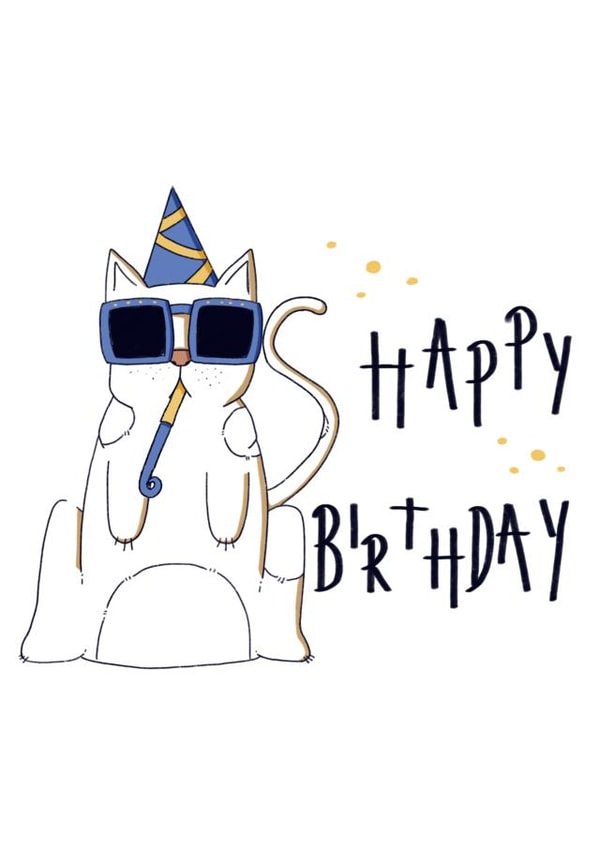 cool cat birthday card created by The Paperbag Artist