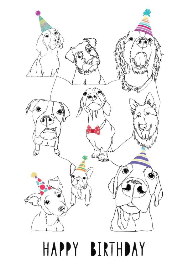 Happy Birthday Party Dog Card | thortful