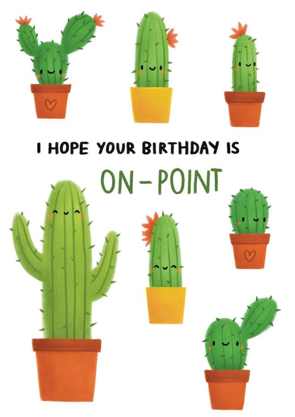 Cute Cactus Birthday Card created by Sophie Kent Illustration