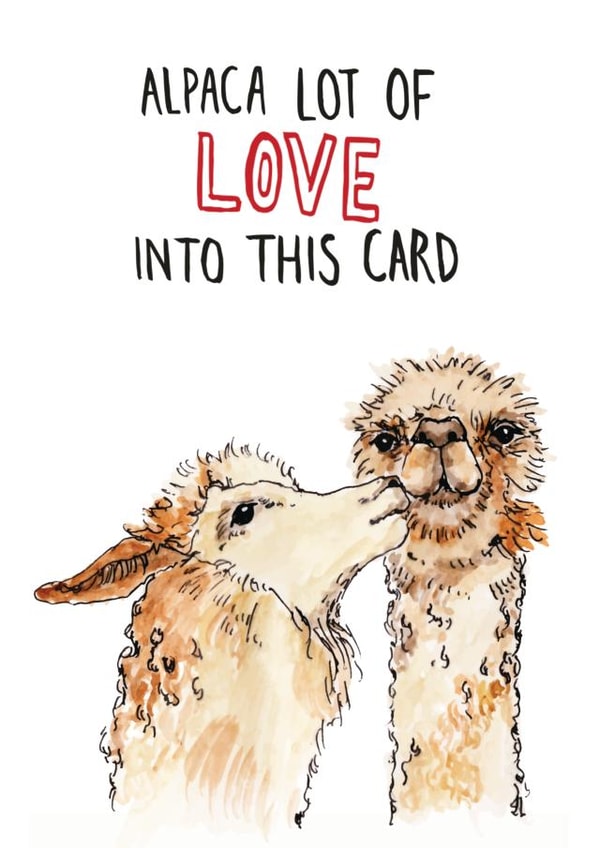 Cute Alpaca Pun Anniversary Card / Valentines Day Card - Alpaca Lot Of Love Into This Card created by Bramble Designs