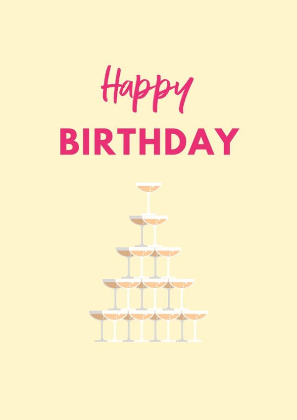 Prosecco tower birthday card created by Sketch-Fletch Designs