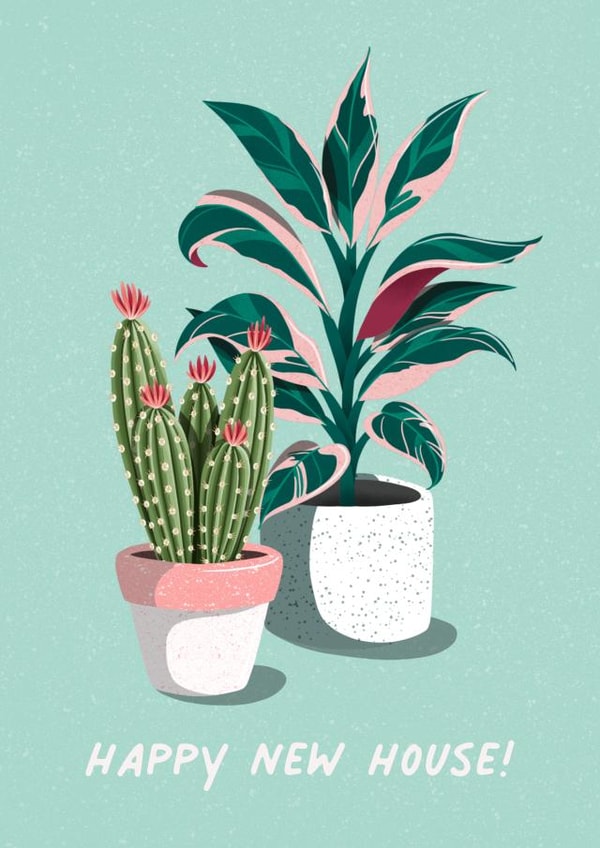 New House, New Plants, House Warming Card created by Amy V Packham Art