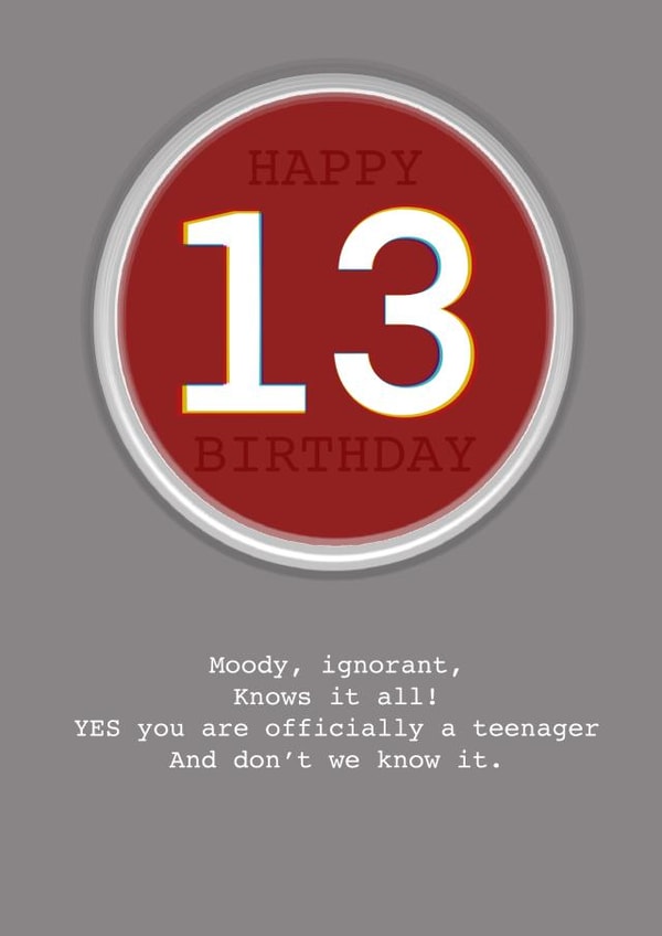 Rating 13 Birthday Card created by Andy Longmoor