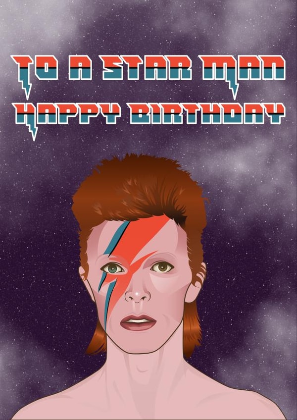 David Bowie Star Man Birthday Card created by Liam Harris
