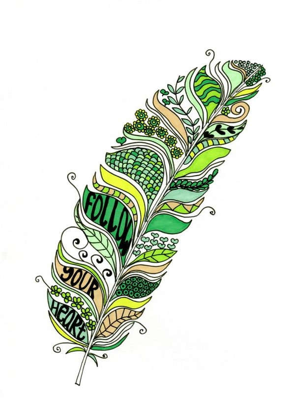 Inspirational feather card created by Fefe Teale