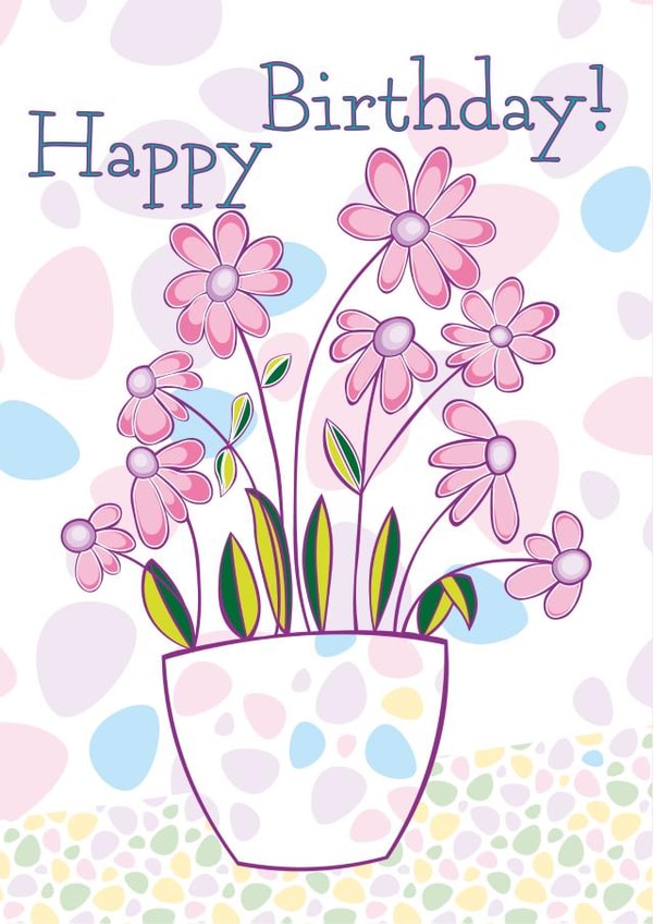 Cute Flowers in a Spotty Pot birthday card created by Susan Marie Williams