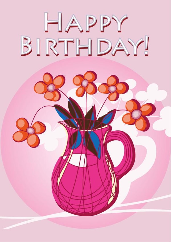 Rose Pink Floral Jug Birthday Card created by Susan Marie Williams