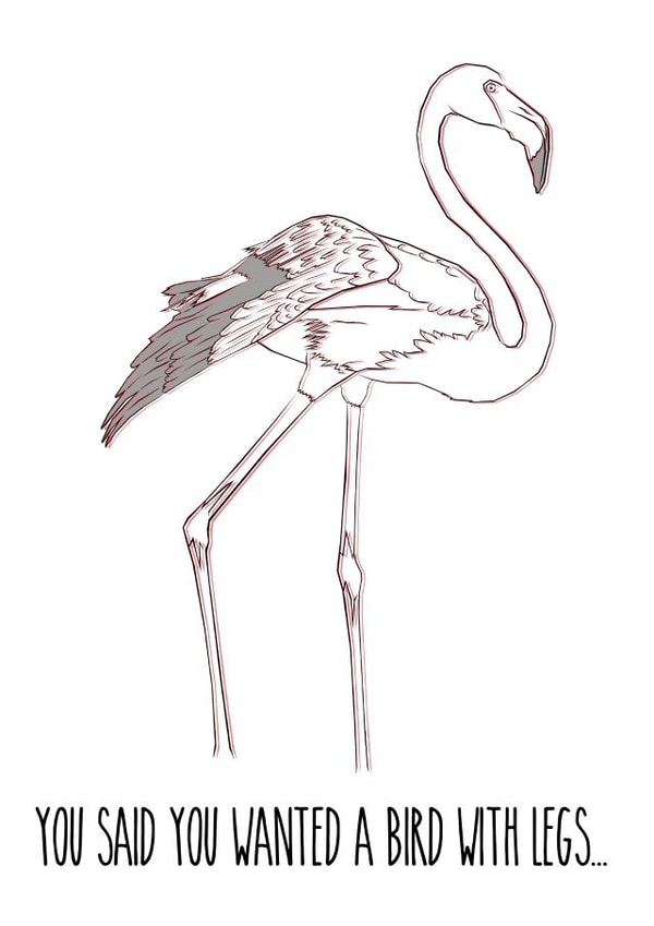 Bird With Legs... Flamingo Card created by Freja Norse Illustrations
