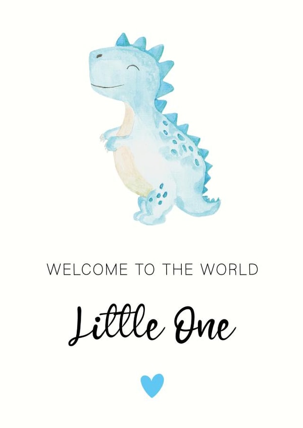 Welcome to the world little one dinosaur New baby card created by The Little Lion Co 