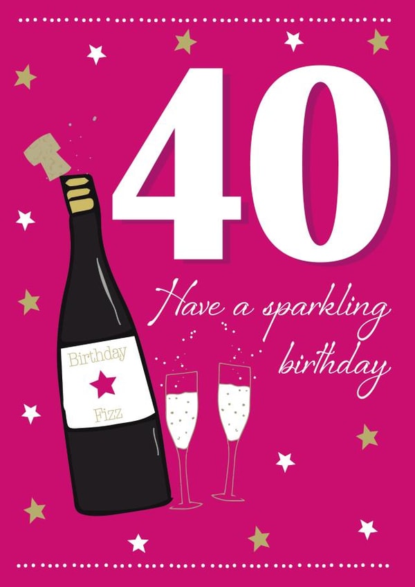 40th champagne birthday card created by Missycards