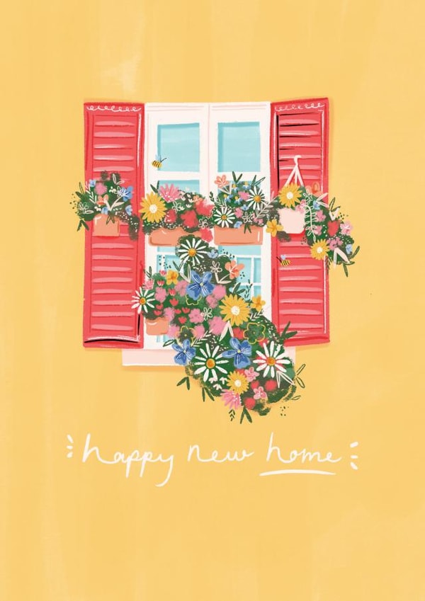 Pretty Windowsill New Home Card - Flowers - Happy New Home created by Simply Katy