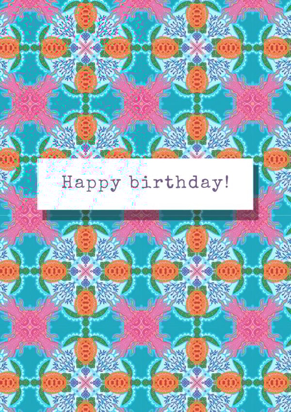 Sea life kaleidoscope Birthday card created by Emily Kate