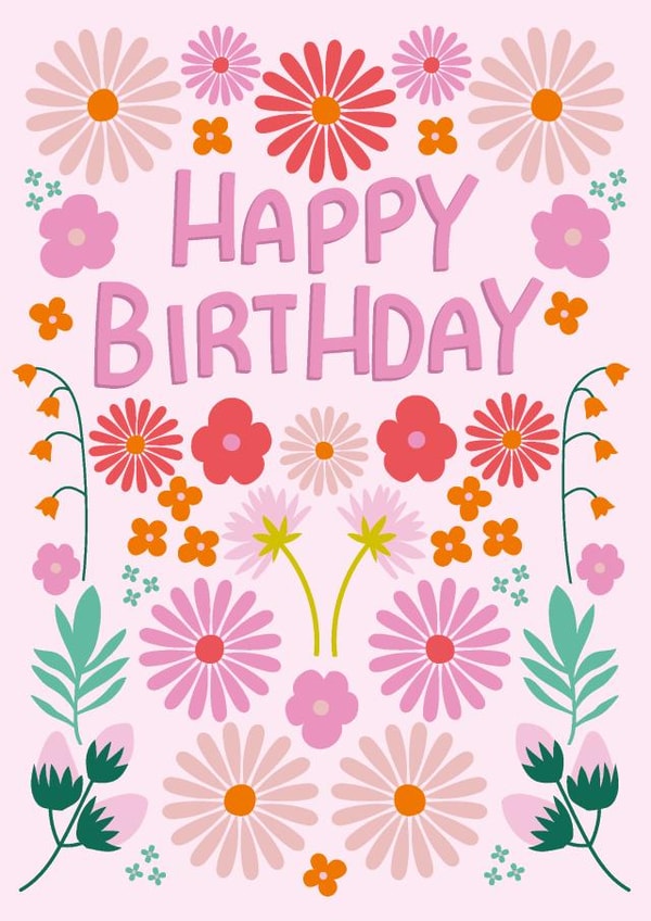 Pink Floral Happy Birthday created by Alice Potter