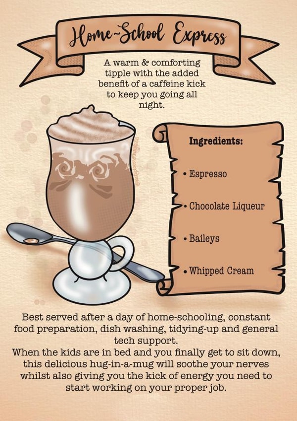 Home-School Express Pandemic Cocktail Card created by Katy Does Nothing