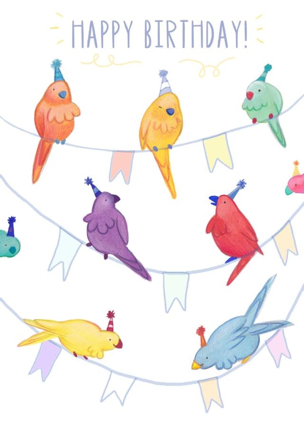 Cute Colourful Parrots Birthday Card created by Carina Roberts