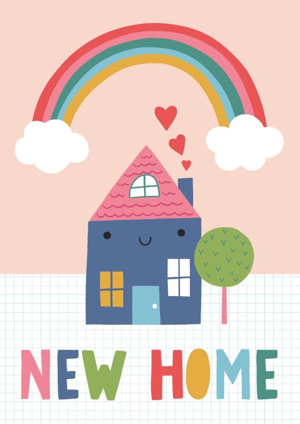 Cute Rainbow New Home Card - House - New Home created by Fox and Bird Studio