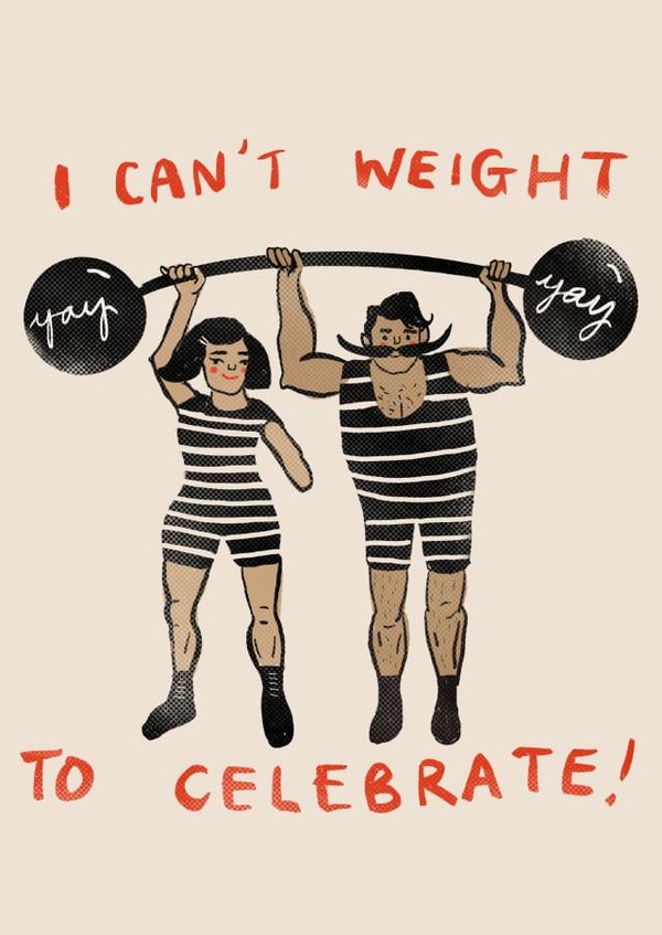 I Can't Weight To Celebrate congratulations card created by Cards Inc.lusive