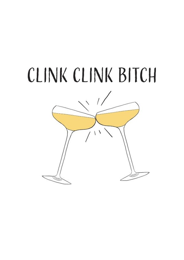 Fun Birthday/Congratulations Card - Clink Clink - Cocktails created by EJF Illustration