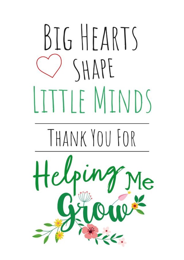 Helping me Grow Thank you card for teacher created by Yeti Design