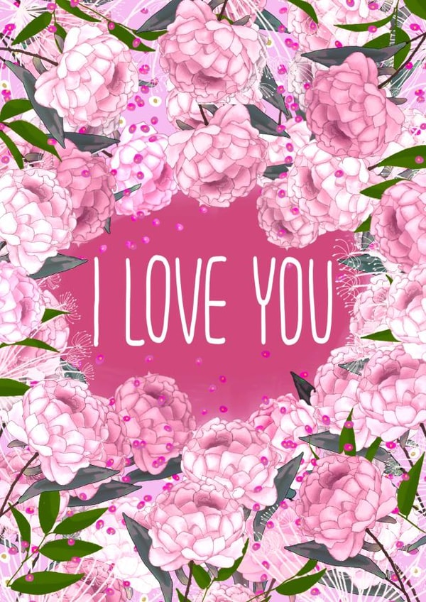 Floral I love you Anniversary card created by JeJu Studio