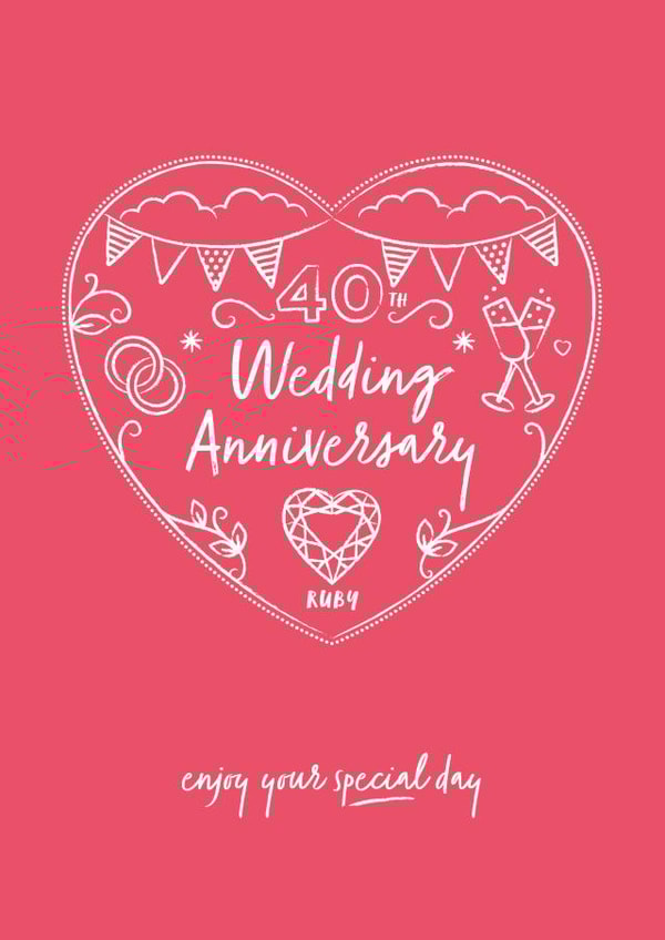 Classic Ruby Anniversary Card - 40 Years - 40th Wedding Anniversary Enjoy Your Special Day created by Sharon Armstrong Creative