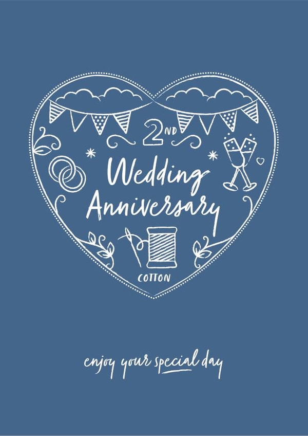 Classic Cotton Anniversary Card - 2 Years - 2nd Wedding Anniversary Enjoy Your Special Day created by Sharon Armstrong Creative