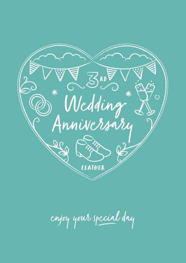 Classic Leather Anniversary Card - 3 Years - 3rd Wedding Anniversary Enjoy Your Special Day created by Sharon Armstrong Creative