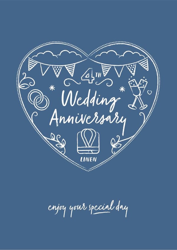 Pretty Linen Anniversary Card - 4 Years - Enjoy Your Special Day created by Sharon Armstrong Creative