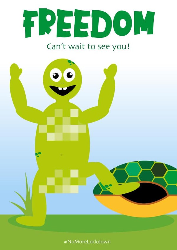 Lockdown is over! Funny Nude Turtle Card created by Leanne Creative