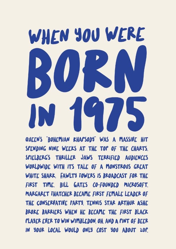 50th Birthday Memories of 1975 Card created by Poppy Lane