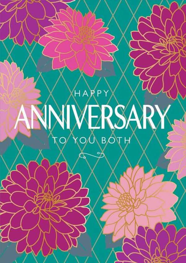 Pretty Dahlia Anniversary Card - Happy Anniversary To You Both created by NEEDL designs